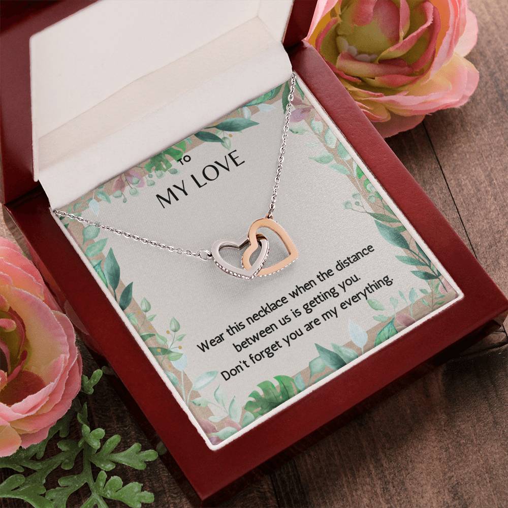 To My Love The Distance Between Us - Connected Hearts Necklace Interlocking Hearts Necklace