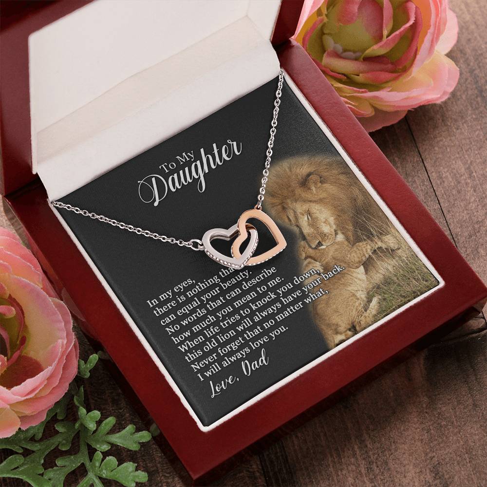 To My Daughter - There Is Nothing That Can Equal Your Beauty - Necklace Interlocking Hearts Necklace