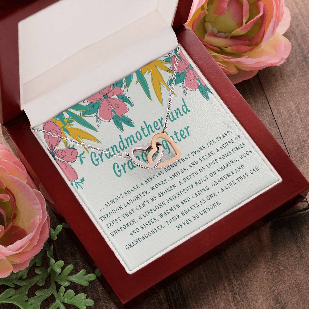 Grandmother & Granddaughter Necklace Grandma Gift Granddaughter Gift Jewelry For Family Birthday Gift Interlocking Hearts Necklace