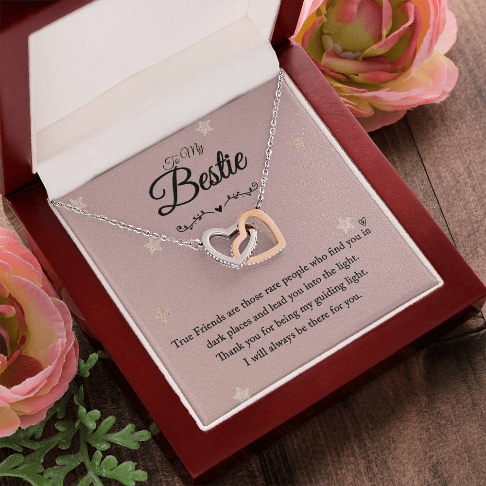 To My Bestie - I Will Always Be There For You - Interlocking Hearts Necklace