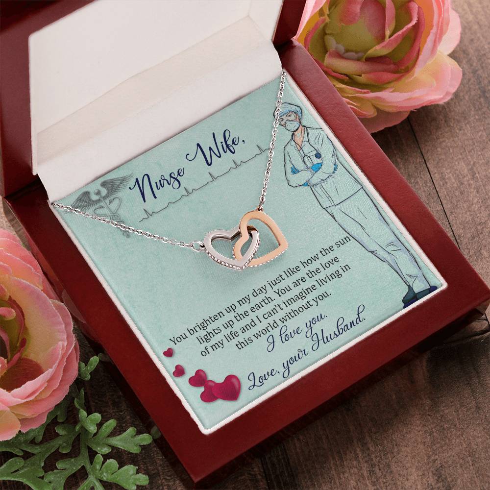 Nurse Wife - You Brighten Up My Day - Interlocking Hearts Necklace