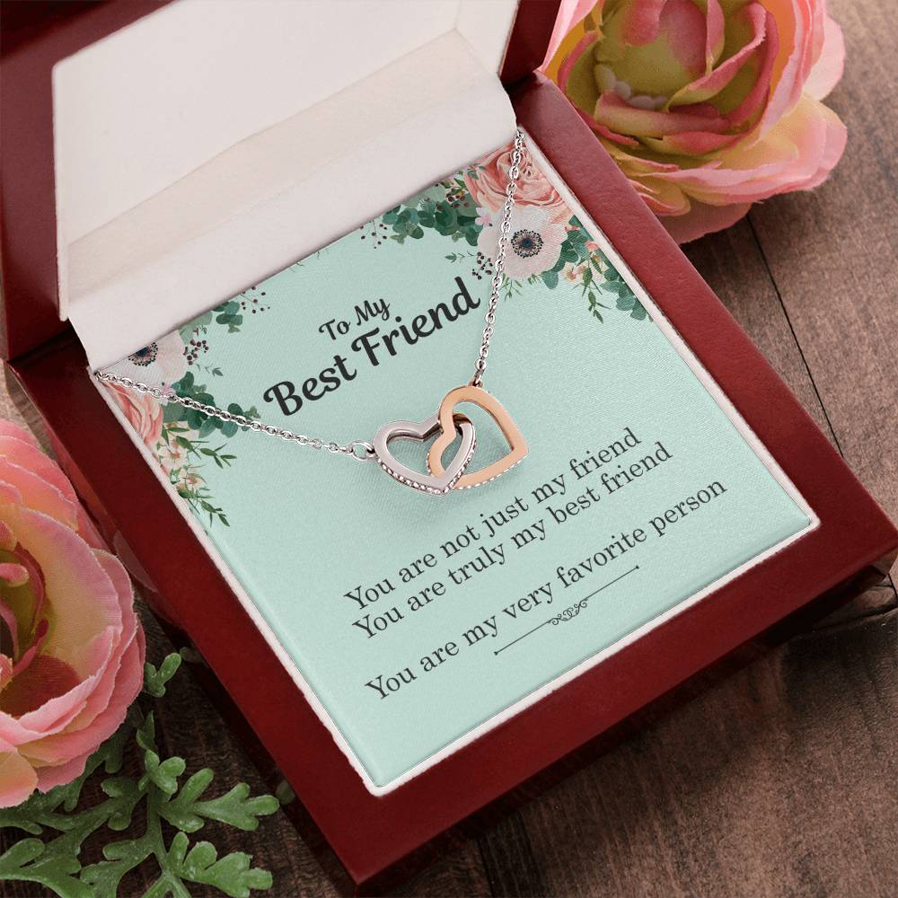 To My Best Friend - My Favorite Person Interlocking Hearts Necklace