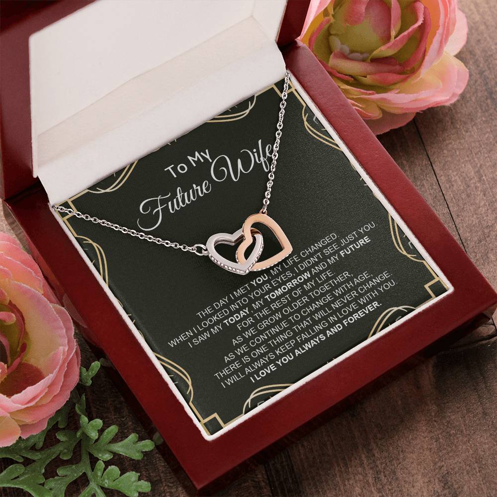 To My Future Wife - Luxurious Necklace Interlocking Hearts Necklace