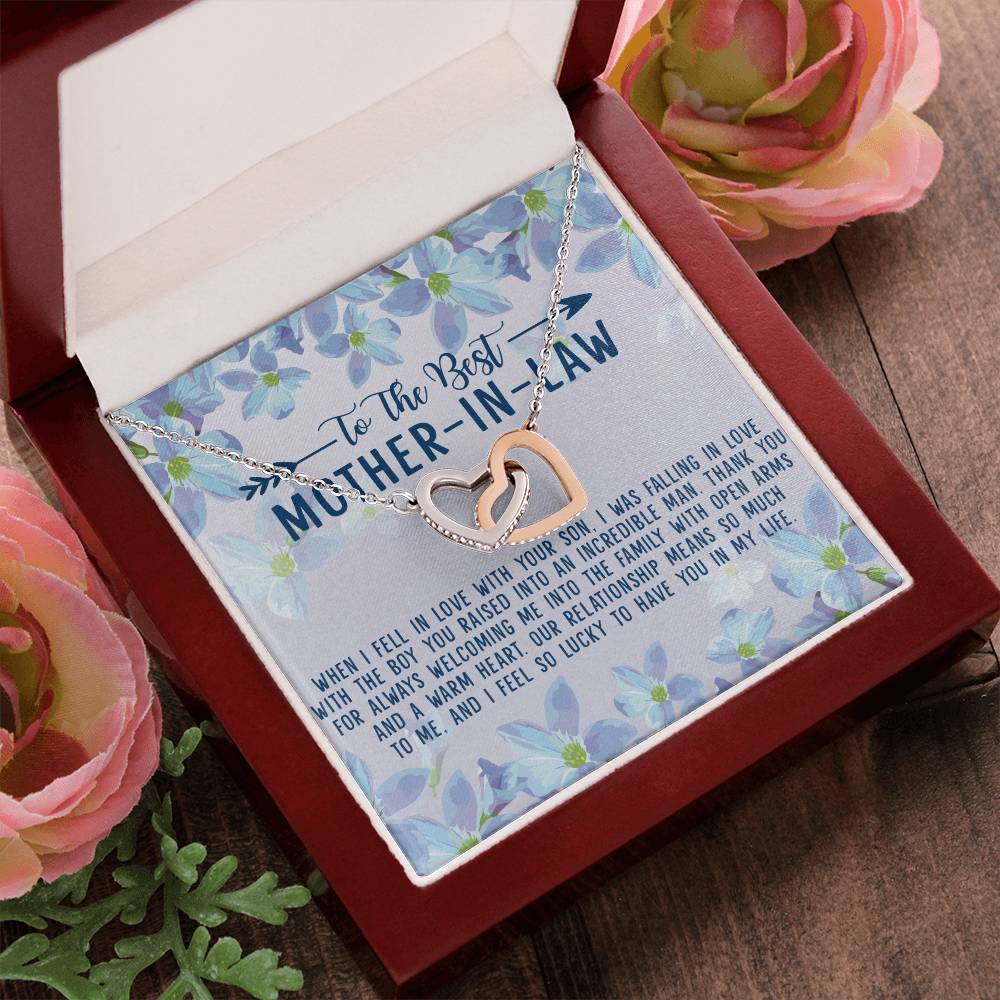 To The Best Mother-In-Law Interlocking Hearts Necklace