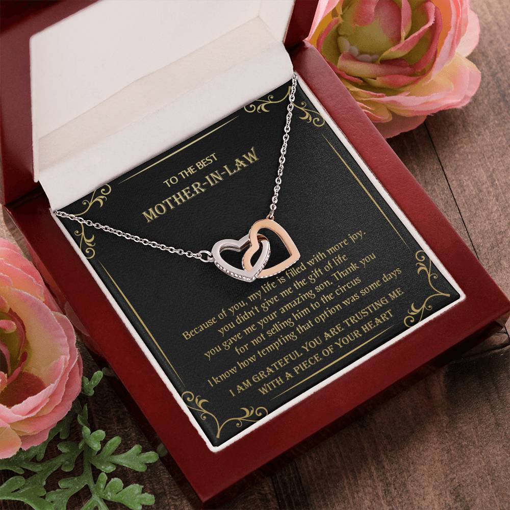 Gift For Mother-In-Law - You Gave Me Your Amazing Son - Interlocking Interlocking Hearts Necklace
