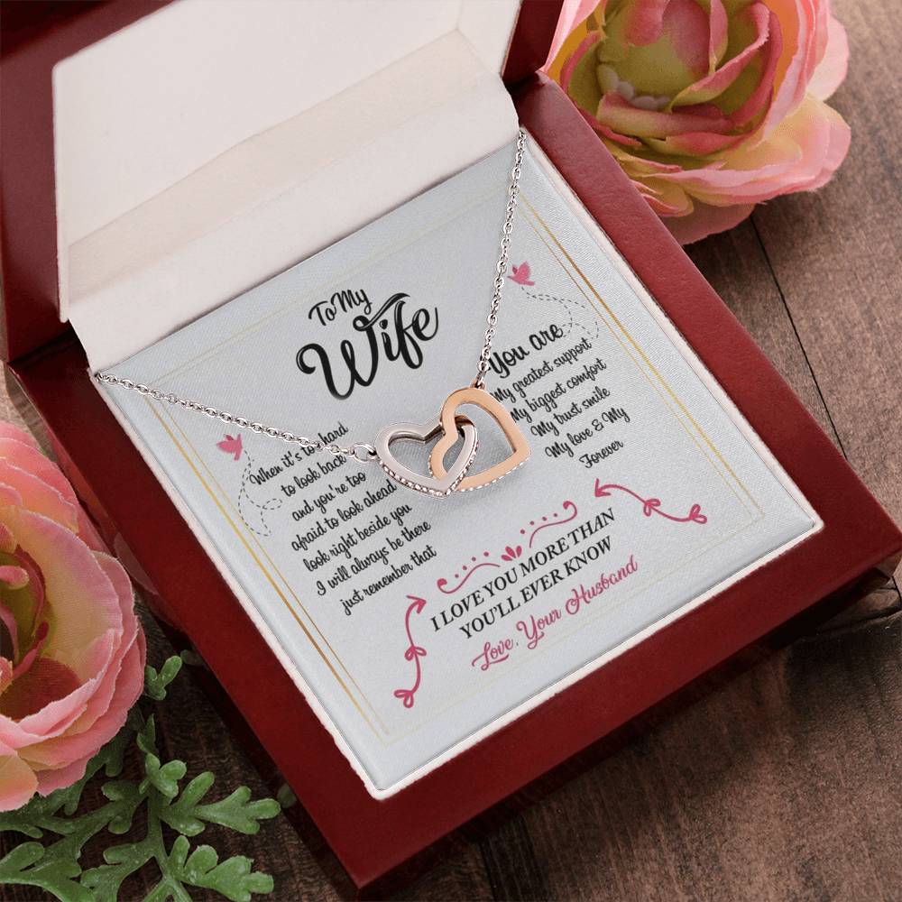 To My Wife Necklace From Husband Interlocking Hearts Necklace