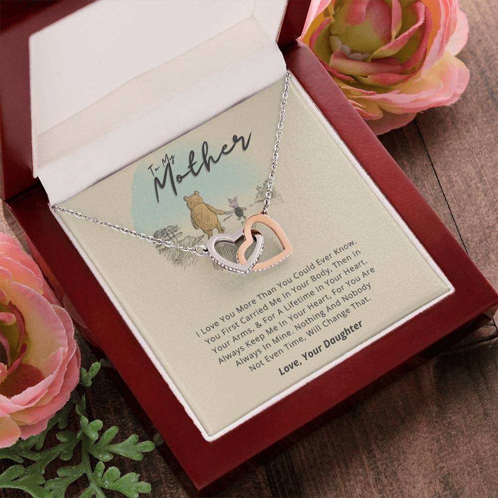 Gift For Mom From Daughter - Loved More Than You Know Necklace Gift Set Interlocking Hearts Necklace