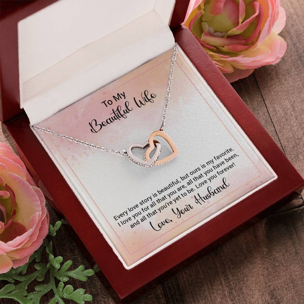 Interlocking Hearts Necklace To My Beautiful Wife Happy Anniversary