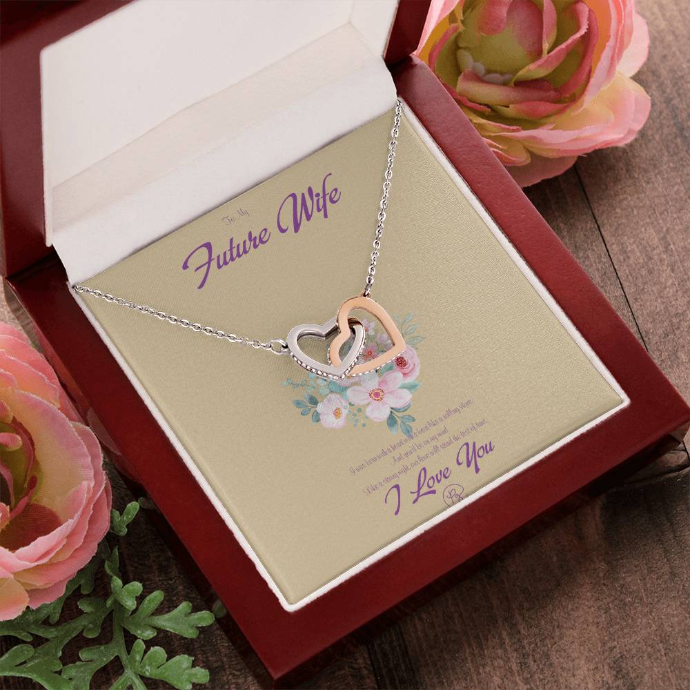 To My Future Wife - Birthday Gift For Fiancee - Perfect Us Gift Interlocking Hearts Necklace