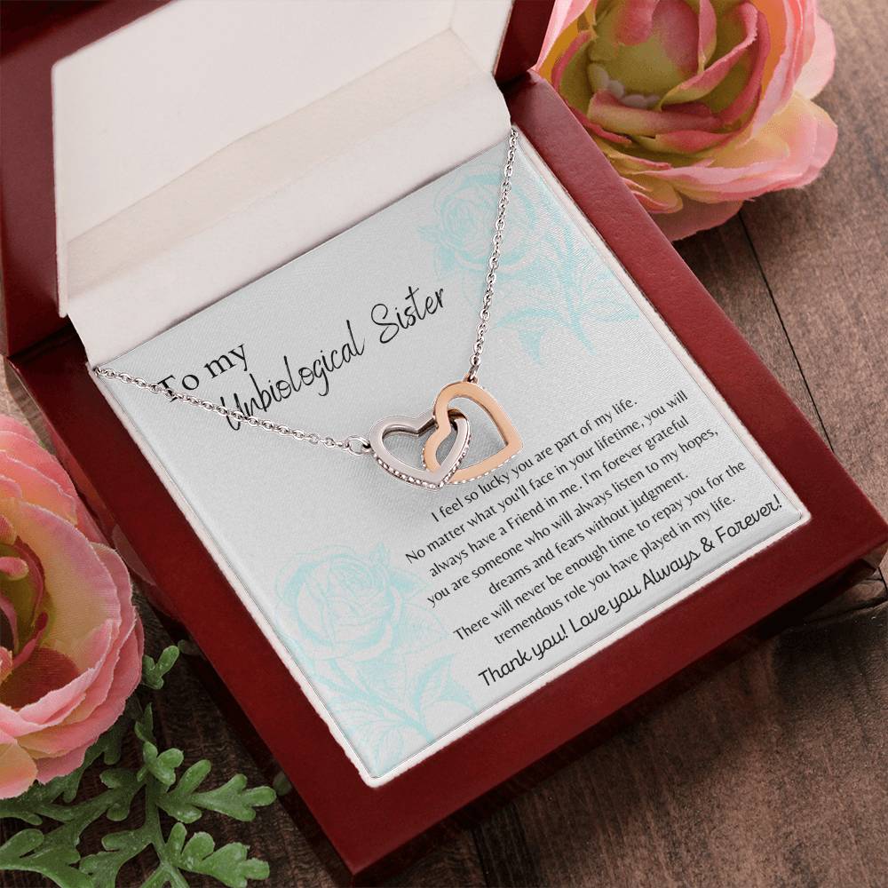 To My Unbiologigal Sister Interlocking Hearts Necklace