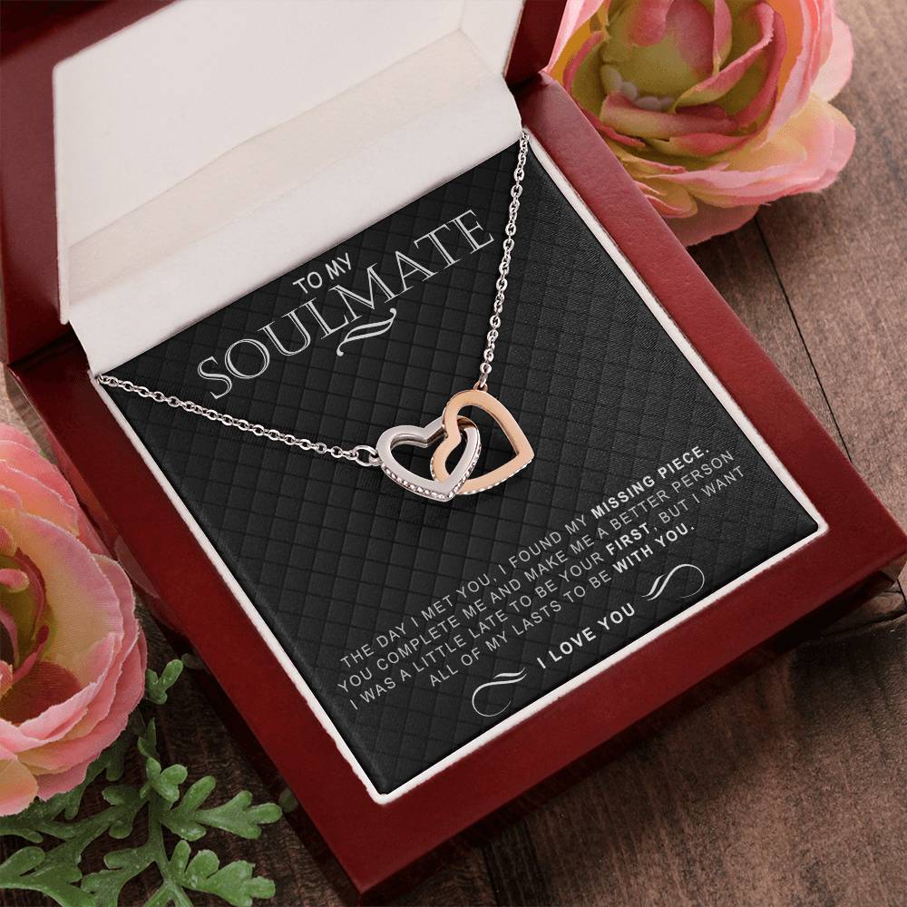 To My Soulmate Necklace Necklace For Soulmate Interlocking Hearts Necklace