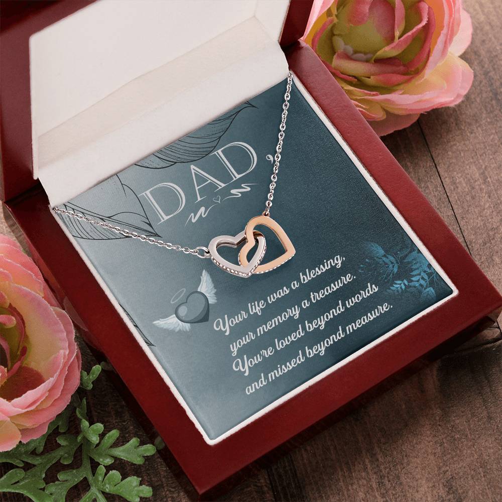 Dad - Your Life Was A Blessing - Necklace Interlocking Hearts Necklace