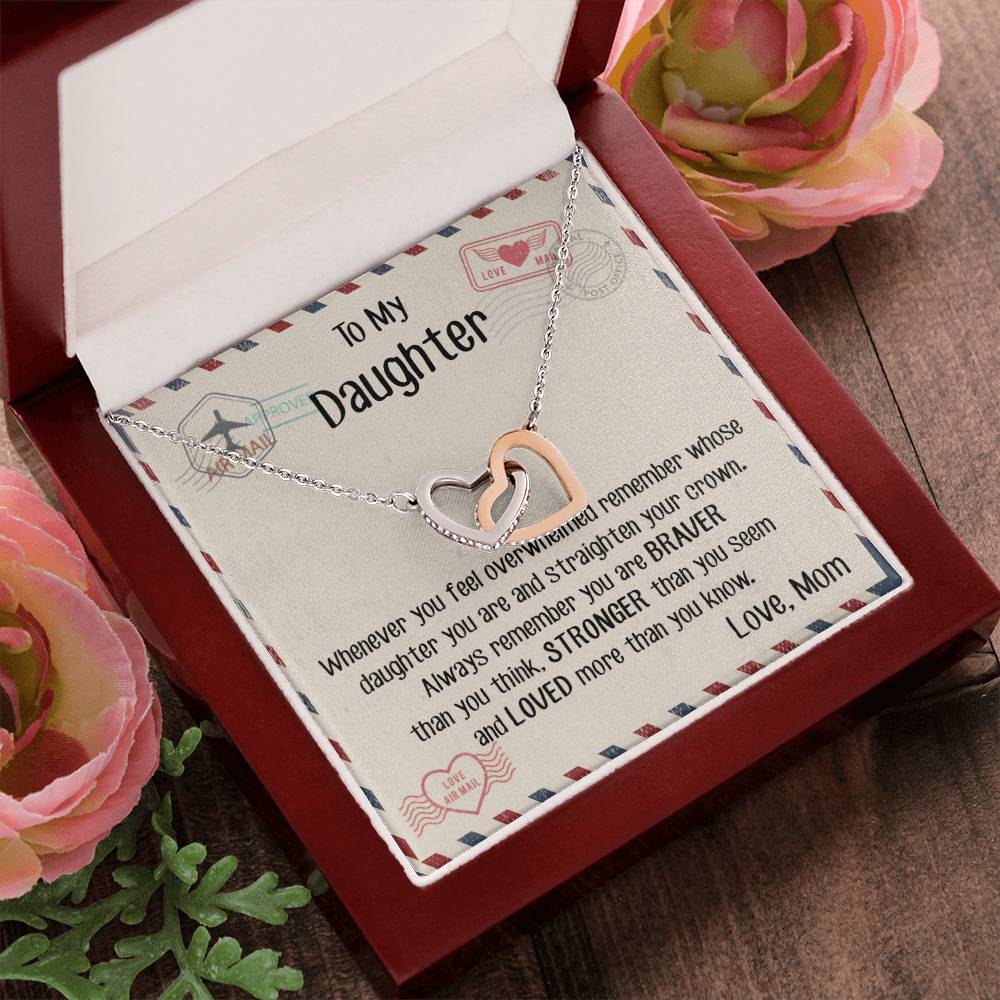Daughter - Mom Gift Interlocking Hearts Necklace