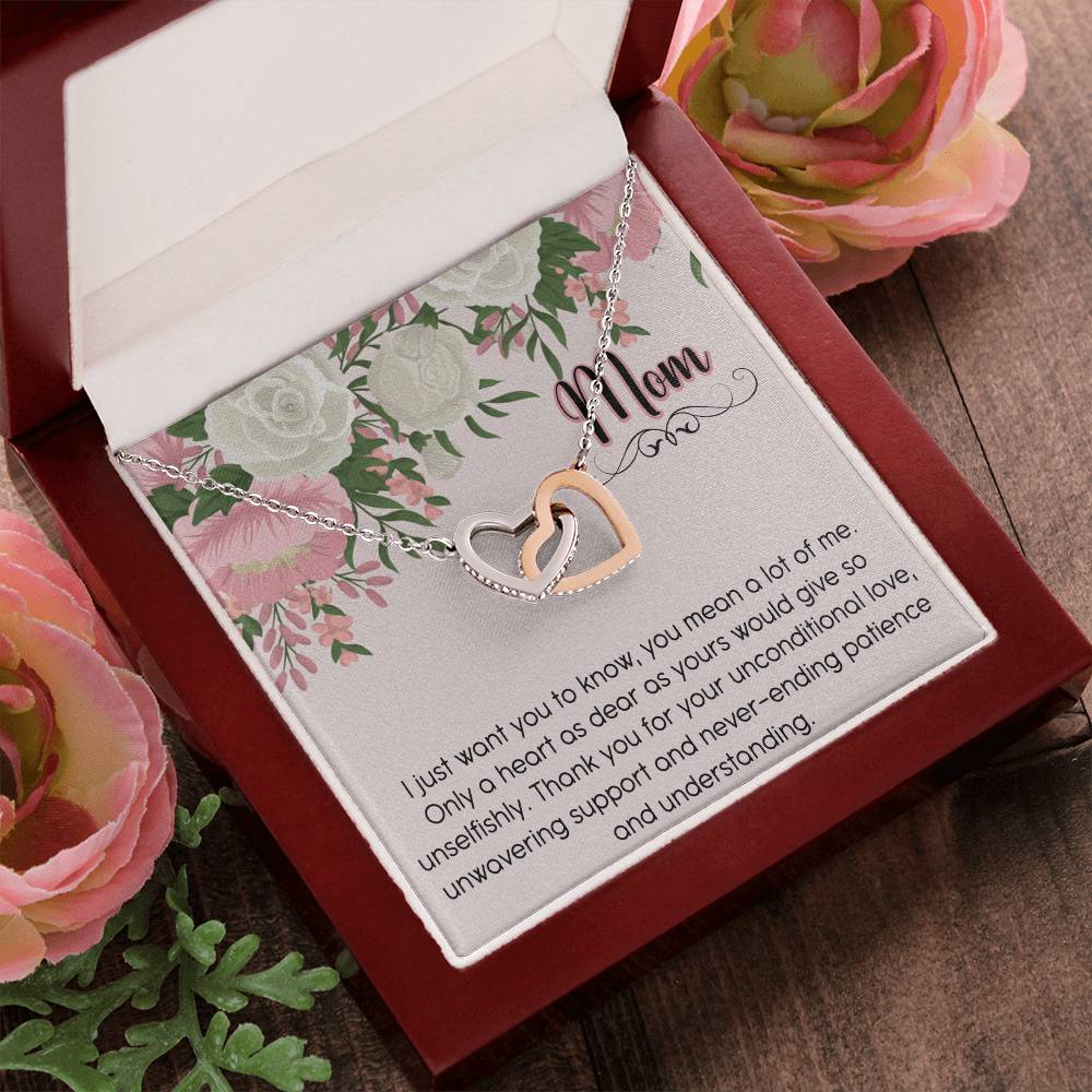 Mom Interlocking Hearts Necklace Message Card