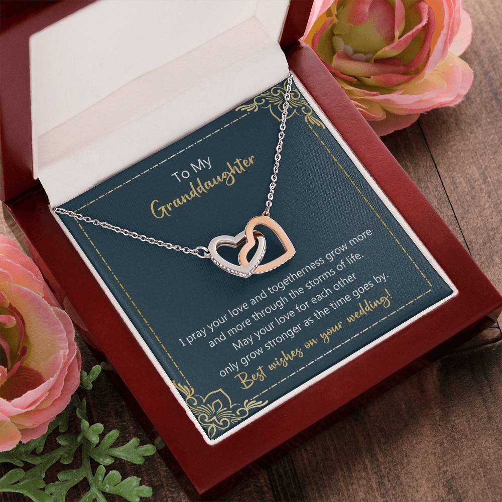 To My Granddaughter May Your Love Grow Stronger Necklace Interlocking Hearts Necklace