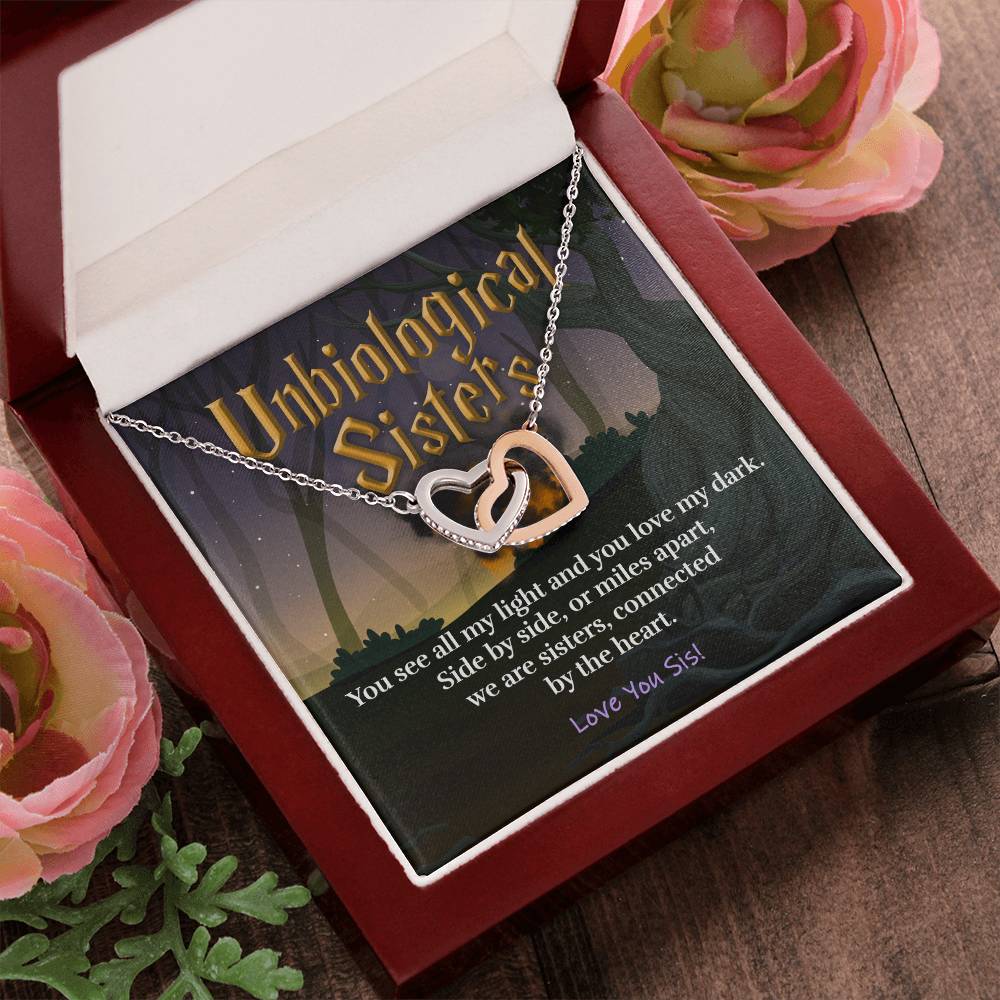 Unbiological Sisters - Always Connected - Necklace Interlocking Hearts Necklace