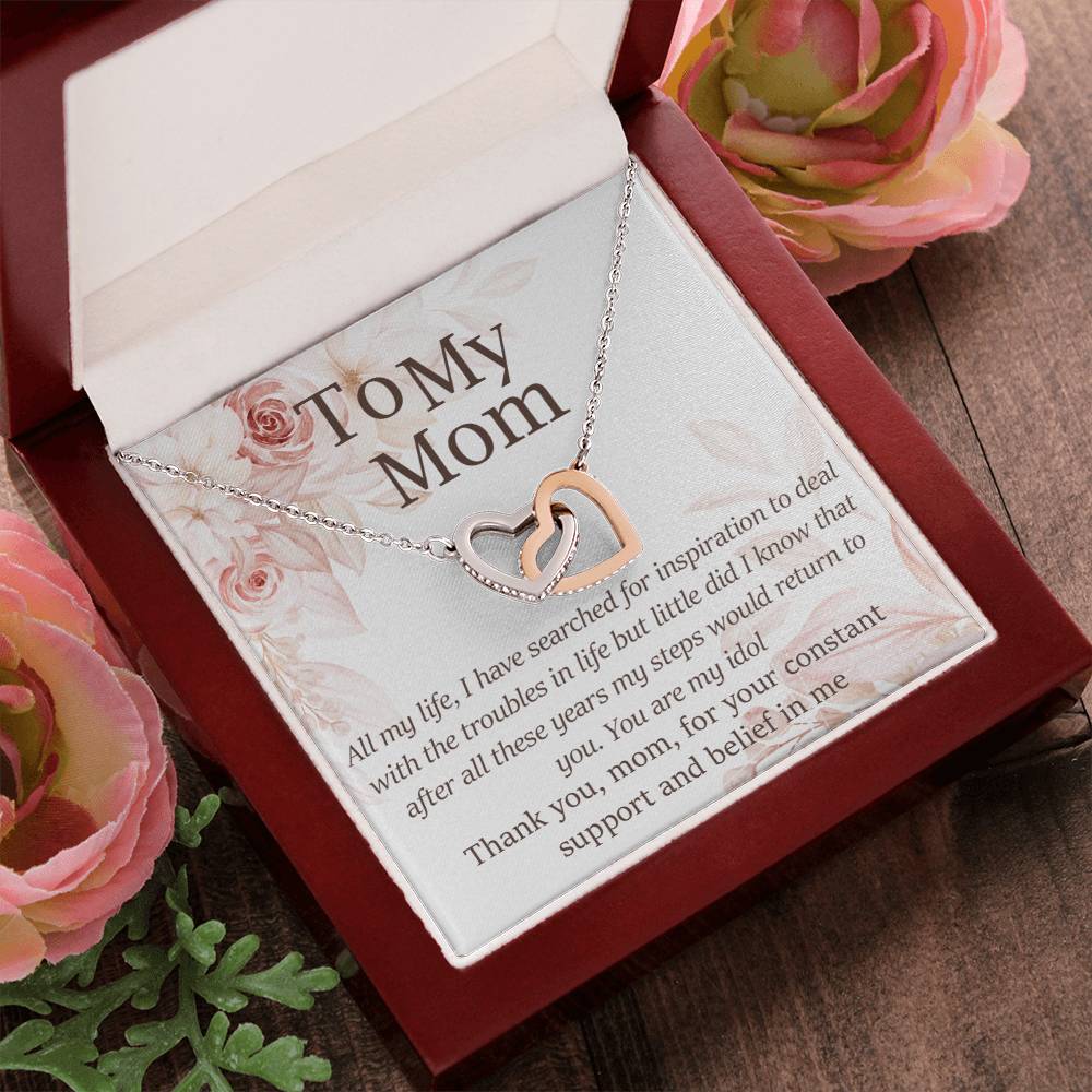 Mom Thank You For Your Inspiration Interlocking Hearts Necklace