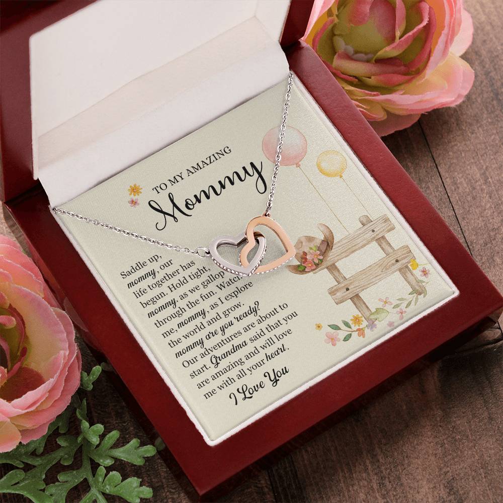 Saddle Up Amazing Mommy Necklace Interlocking Hearts Necklace