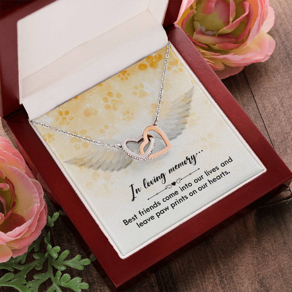 Heart Necklace In Loving Memory Sympathy Gift Pet Loss Dog Memorial Gift Cat Loss Memorial Gifts For Pets Necklace Remembrance Gift Interlocking Hearts Necklace