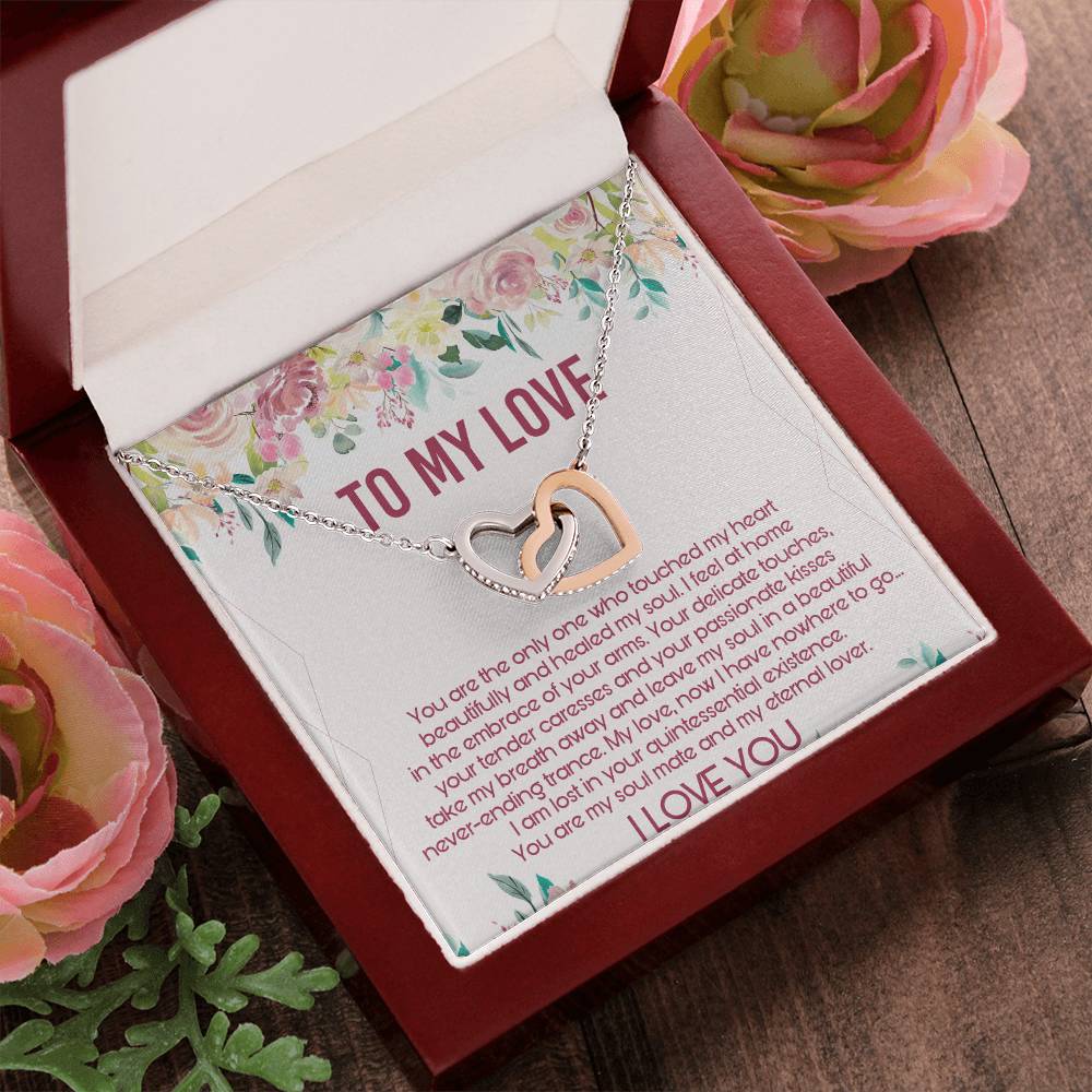 To My Love Interlocking Hearts Necklace Message Card