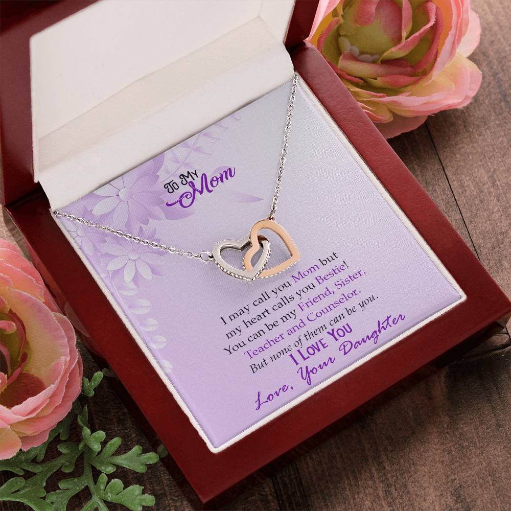 Bestie Mom Two Hearts Necklace Interlocking Hearts Necklace
