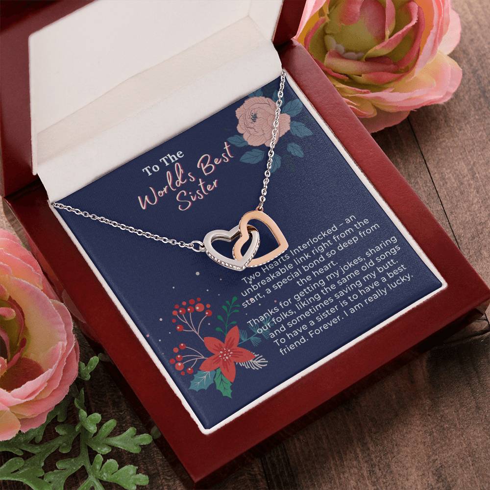 To Have A Sister Is To Have A Forever Best Friend Interlocking Hearts Necklace