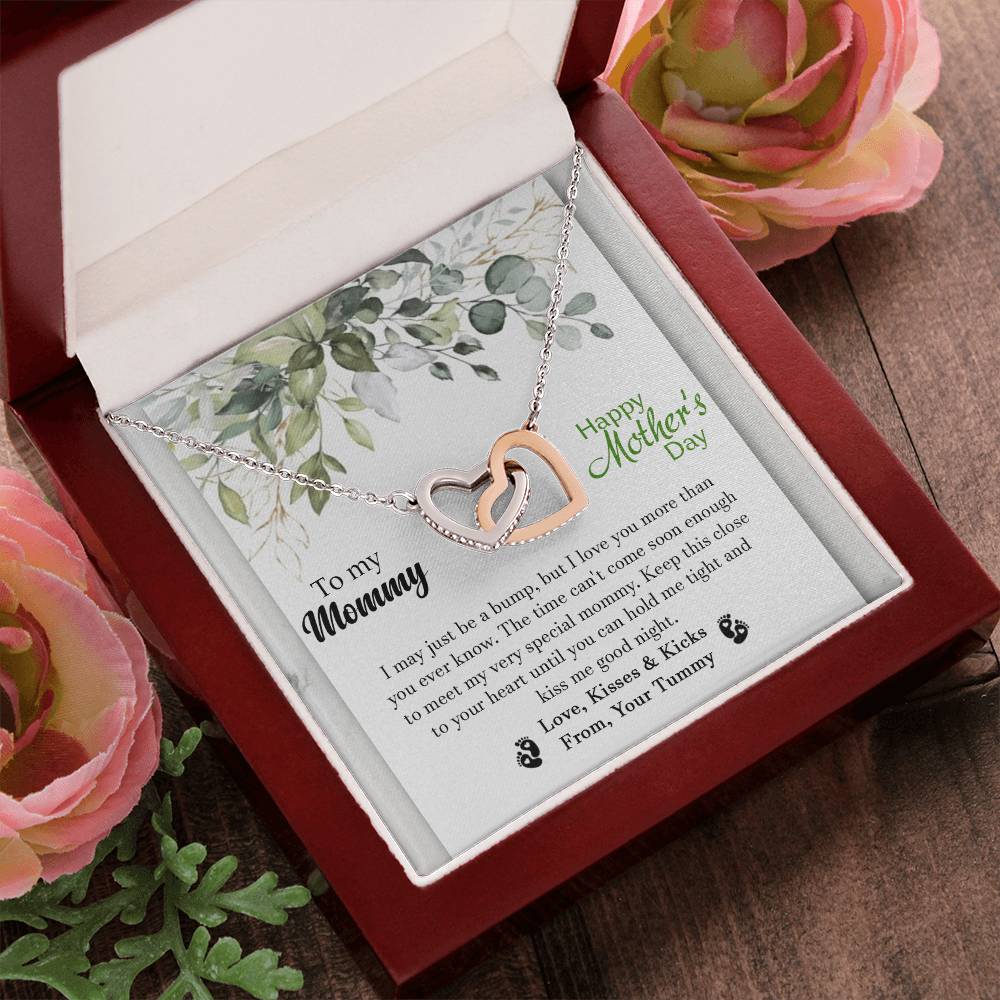 To My Mommy - From Your Tummy - Pregnancy Gift - Mother'S Day Gift - Luxury Necklace Interlocking Hearts Necklace
