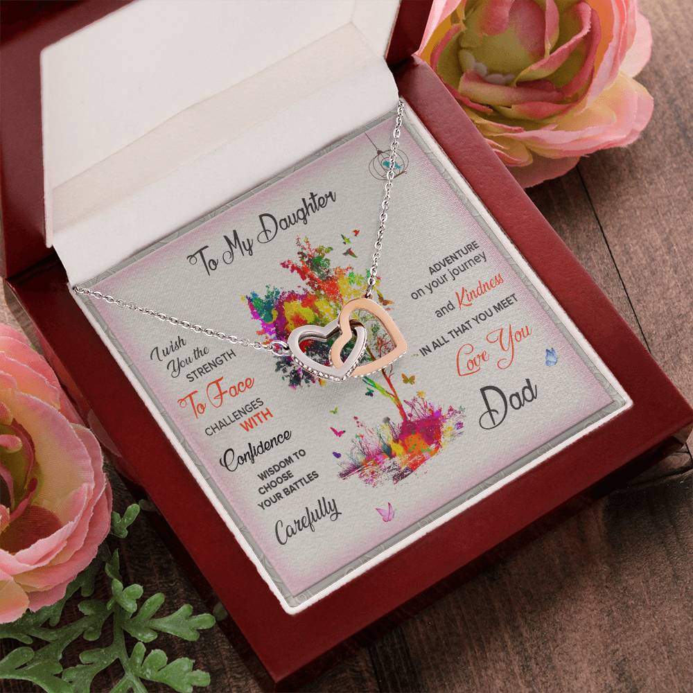 Daughter Necklace From Dad Interlocking Hearts Necklace