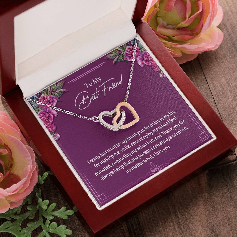 To My Best Friend Interlocking Hearts Necklace Birthday Gift