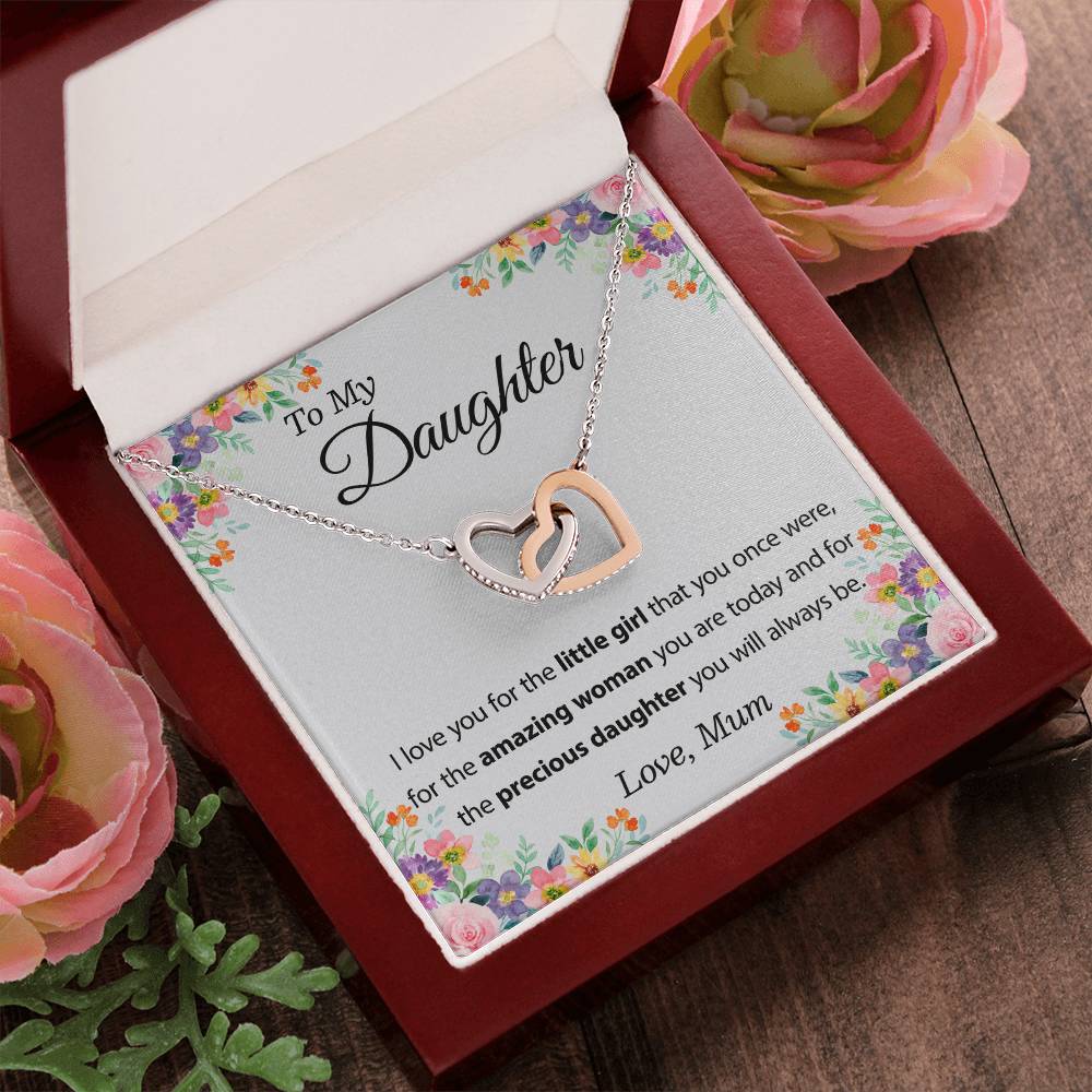 To My Daughter Necklace From Mom - Mother Daughter Necklace Set Of Interlocking Hearts Necklace