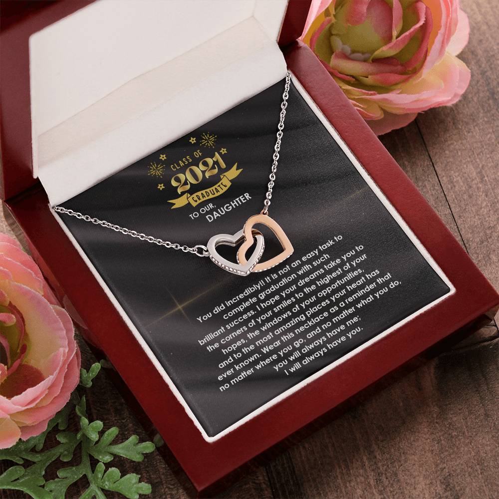 Interlocked Never-Ending Love Necklace For Incredible Graduate Daughter Interlocking Hearts Necklace