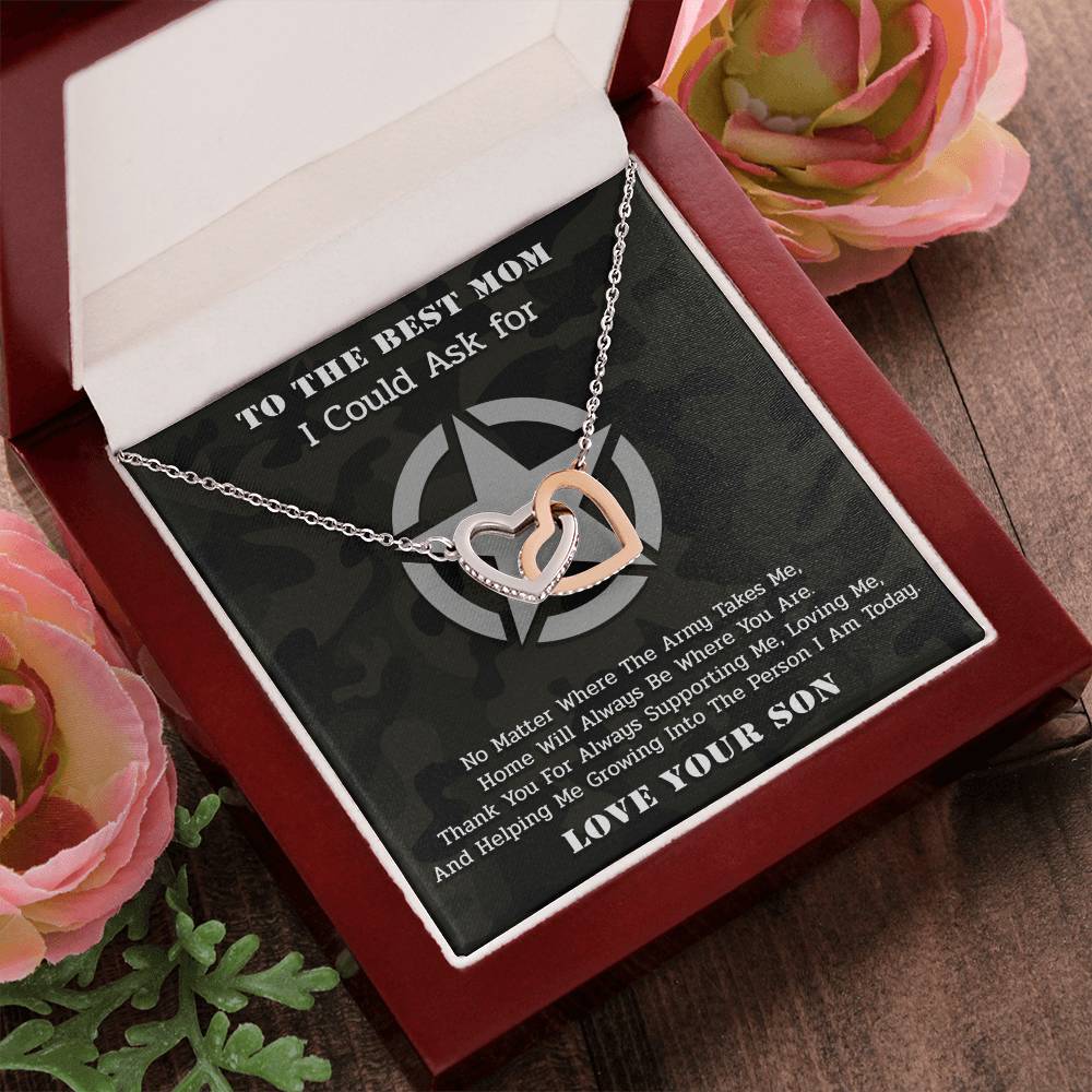 The Best Army Mom - Interlocked Necklace Interlocking Hearts Necklace