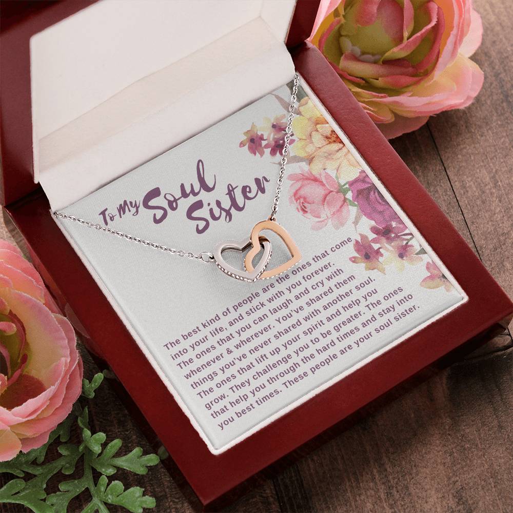 To My Soul Sister Joined Hearts Necklace Interlocking Hearts Necklace