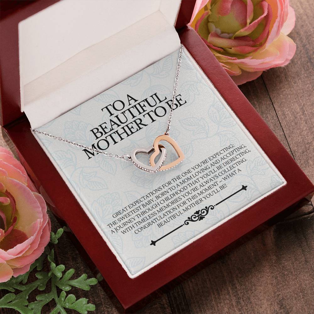 To A Beautiful Mother To Be - Premium Love Necklace - Ge01 Interlocking Hearts Necklace