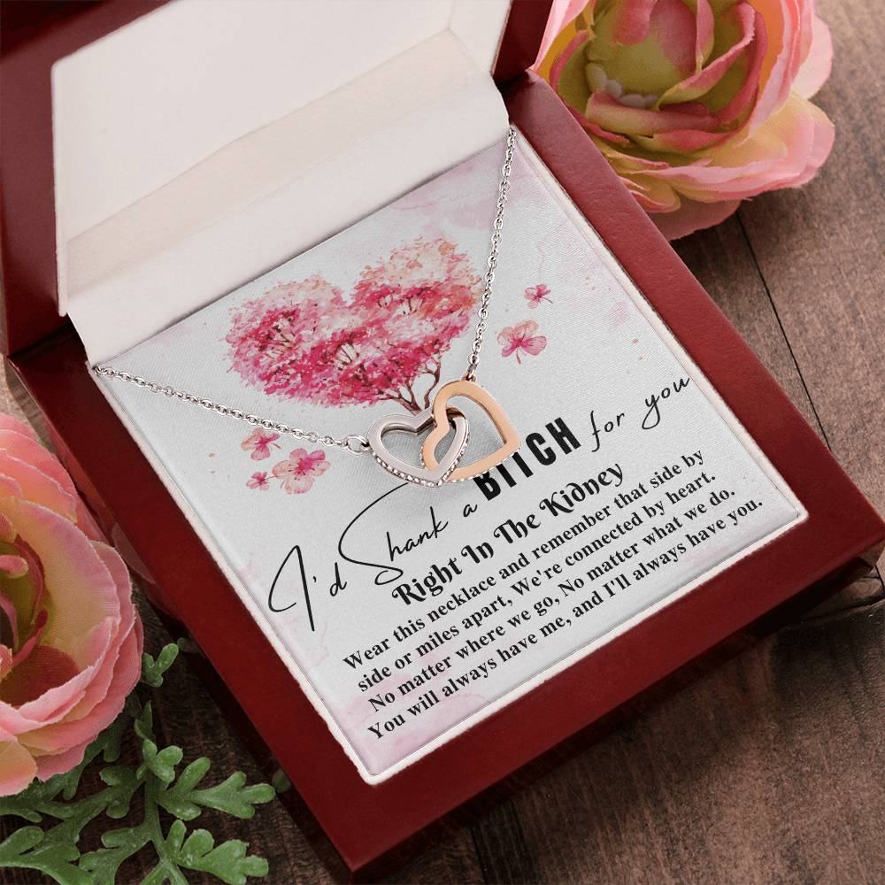 Funny Gift For Best Friend Woman I'D Shank A Bitch For You Right In The Kidney Birthday Gift For Her Necklace Gift For Sister Two Hearts Interlocking Hearts Necklace