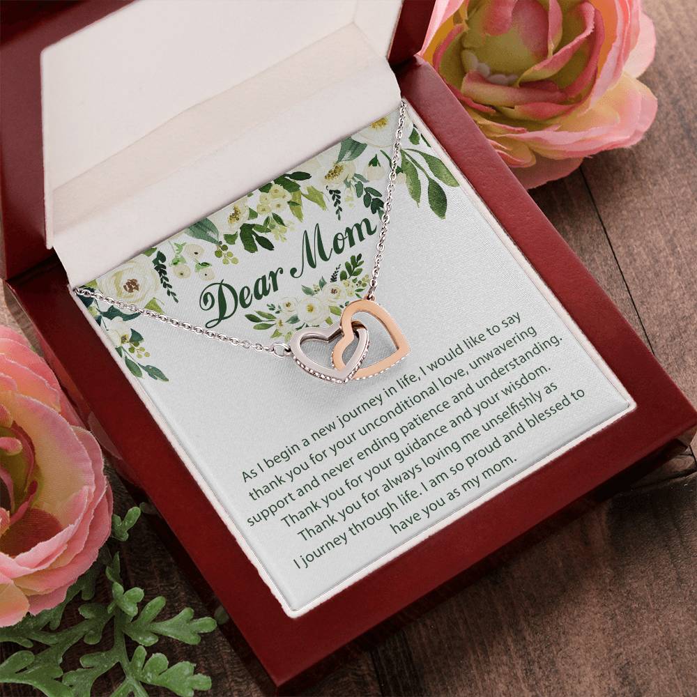 Dear Mom Interlocking Hearts Necklace Message Card