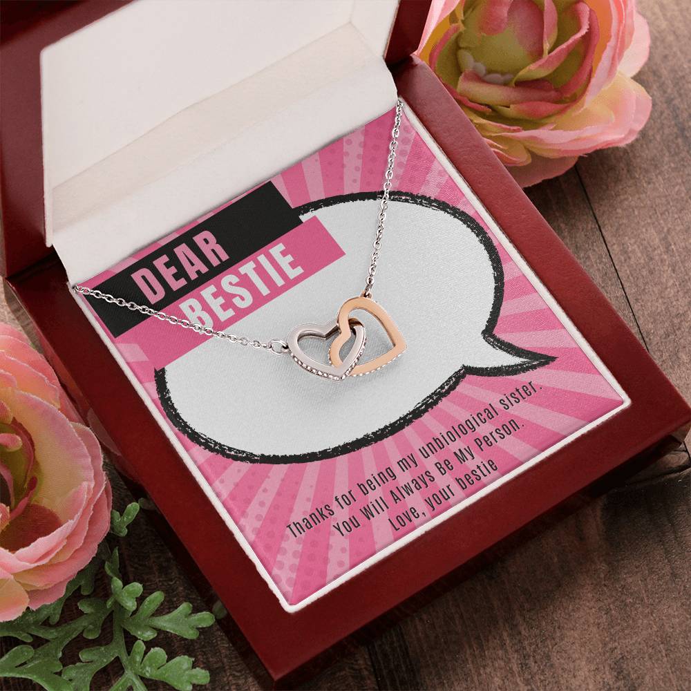 Dear Bestie Heart Necklace Interlocked Interlocking Hearts Necklace