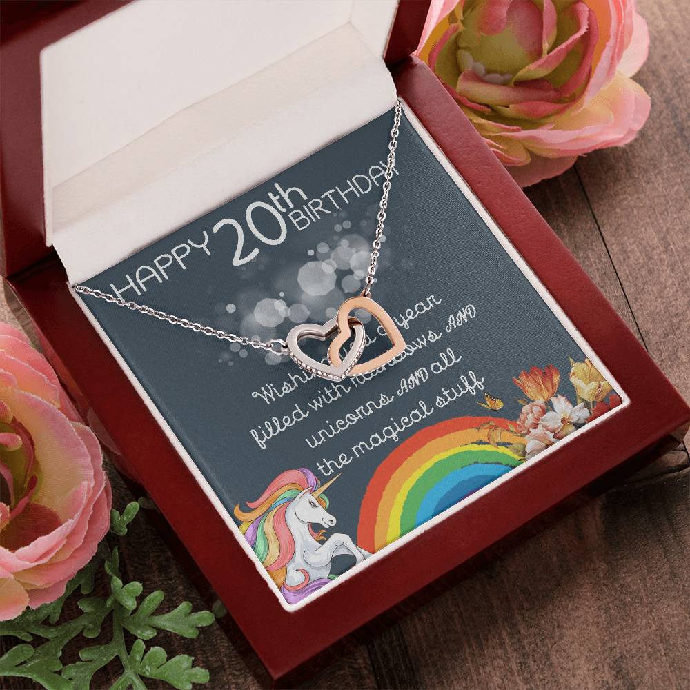20Th Birthday Necklace Gifts For Girls Cute Unicorn 20 Years Old Girl Jewelry Gift For Daughter Niece Interlocking Necklace Xu246Il13 Interlocking Hearts Necklace