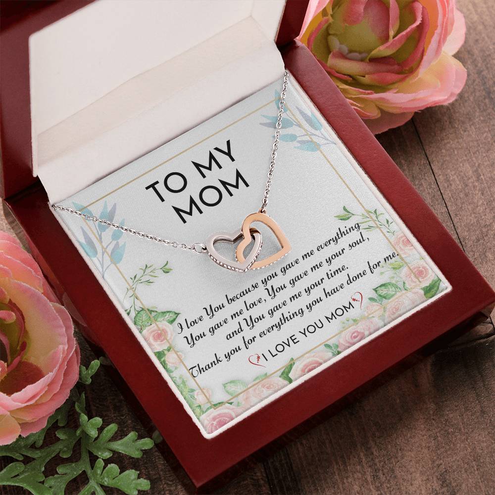 To My Mom - I Love You - Interlocking Hearts Necklace