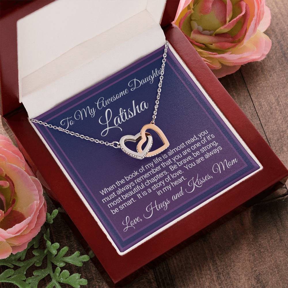 Awesome Daughter Necklace Gift From Mom Interlocking Hearts Necklace
