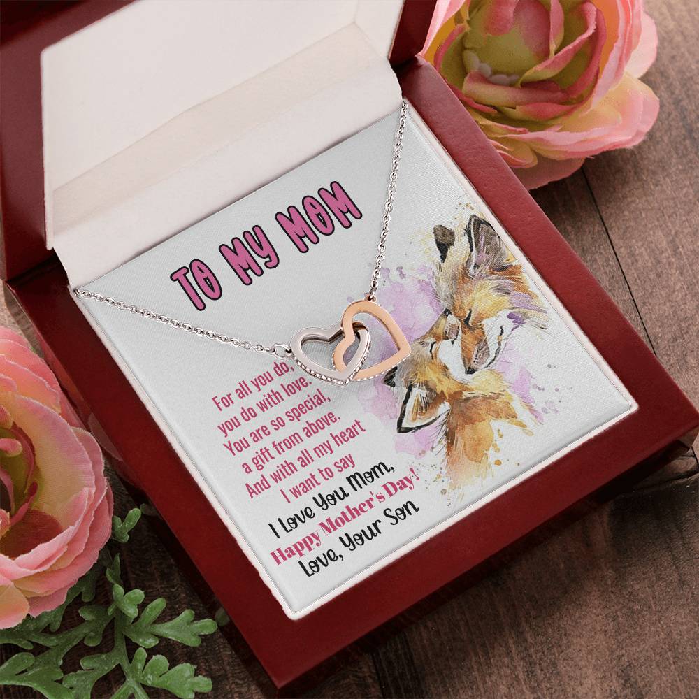 To My Mom Mother'S Day Linked Hearts Necklace From Son Interlocking Hearts Necklace