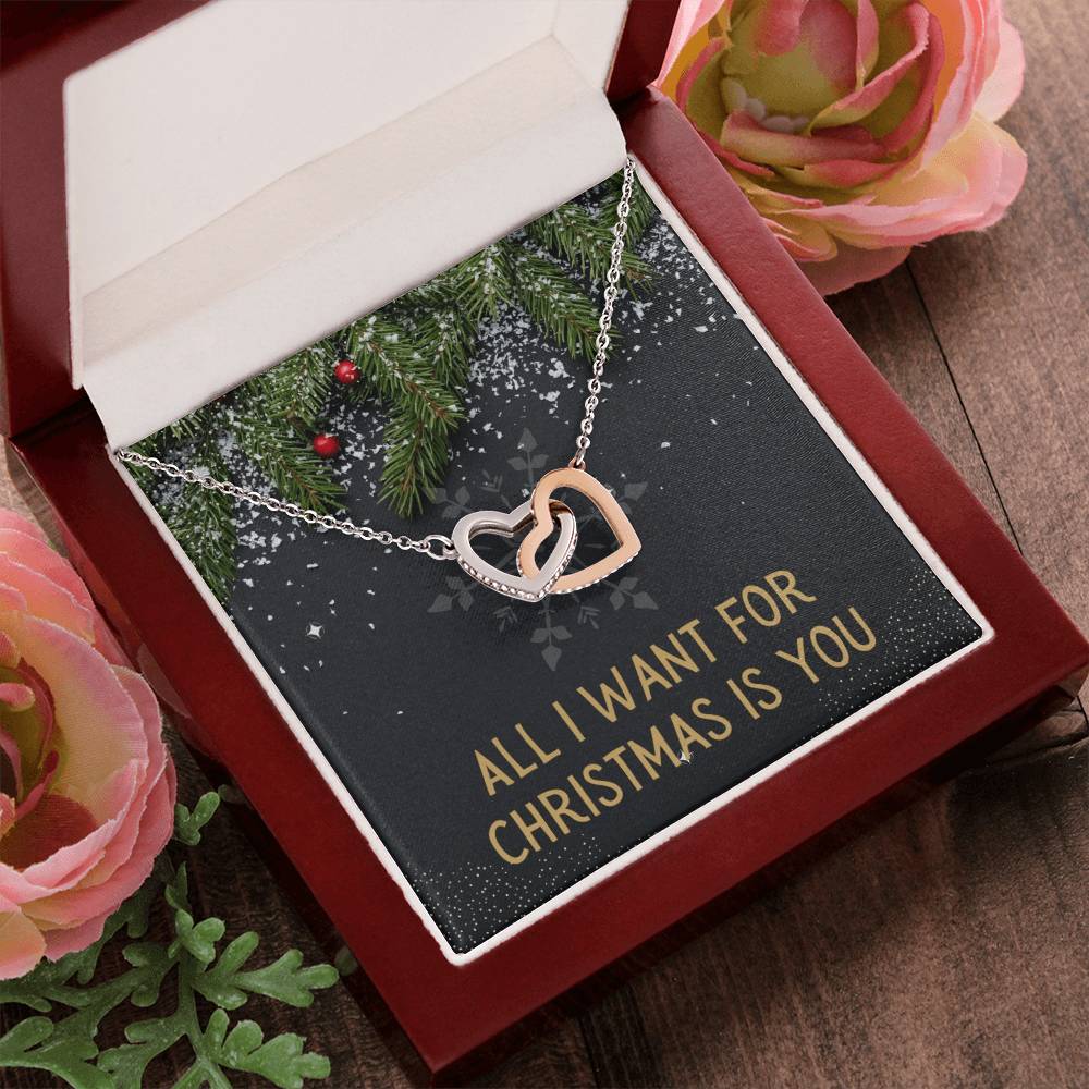All I Want For Christmas - Heart Necklace Interlocking Hearts Necklace