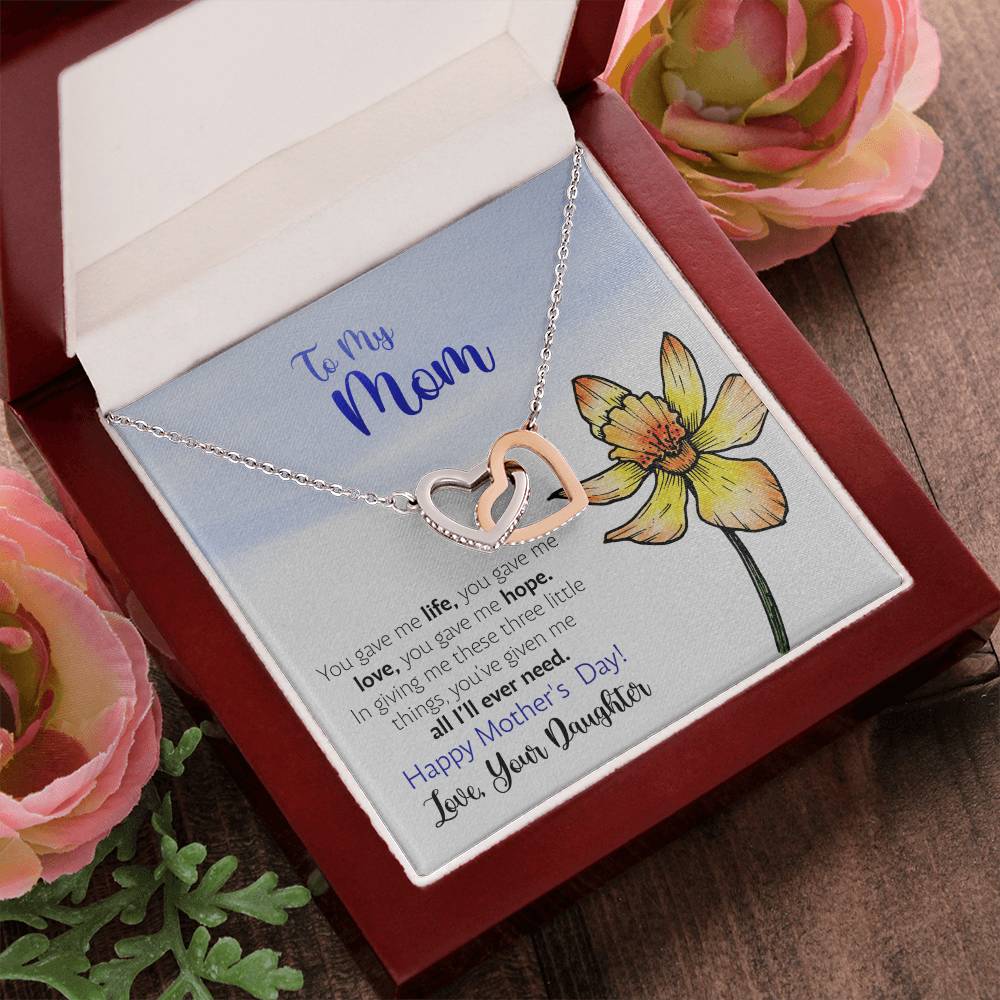Mother'S Day From Daughter - You Gave Me Hope - Interlocking Hearts Necklace