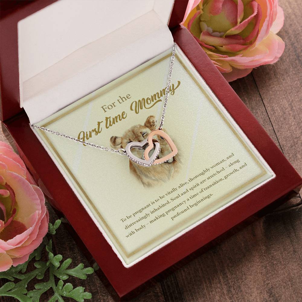 To The First Time Mommy Mommy To Be Gift Pregnant Necklace Interlocking Hearts Necklace