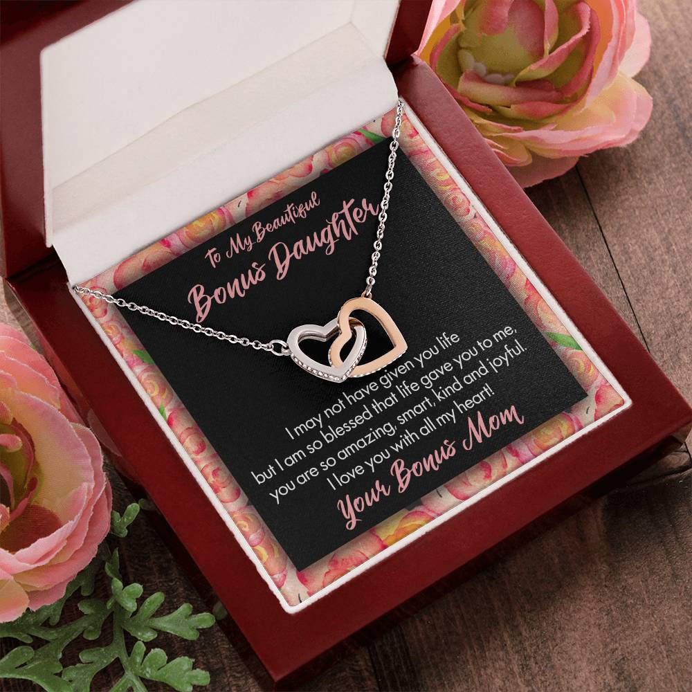 My Beautiful Bonus Daughter Interlocking Hearts Necklace