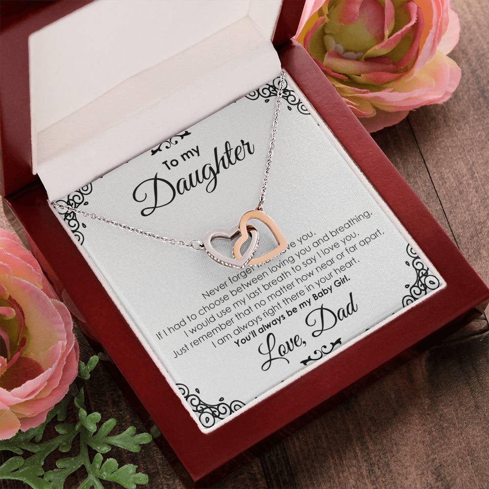 To My Daughter - Interlocking Heart Necklace Interlocking Hearts Necklace