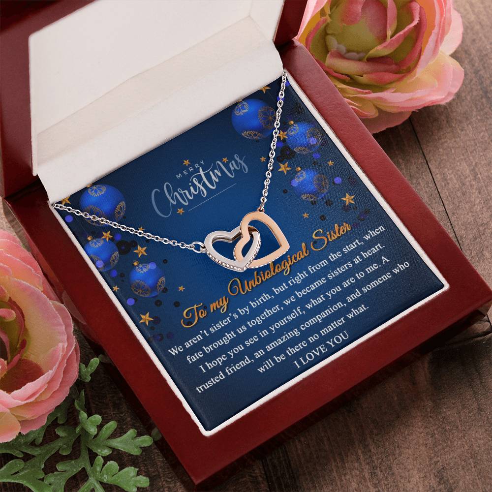Merry Christmas To My Unbiological Sister Interlocked Hearts Necklace Interlocking Hearts Necklace