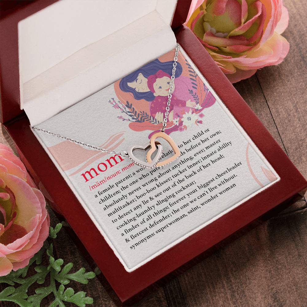 Gift For Mothers - Mom Is - The Interlocking Heart Necklace Interlocking Hearts Necklace