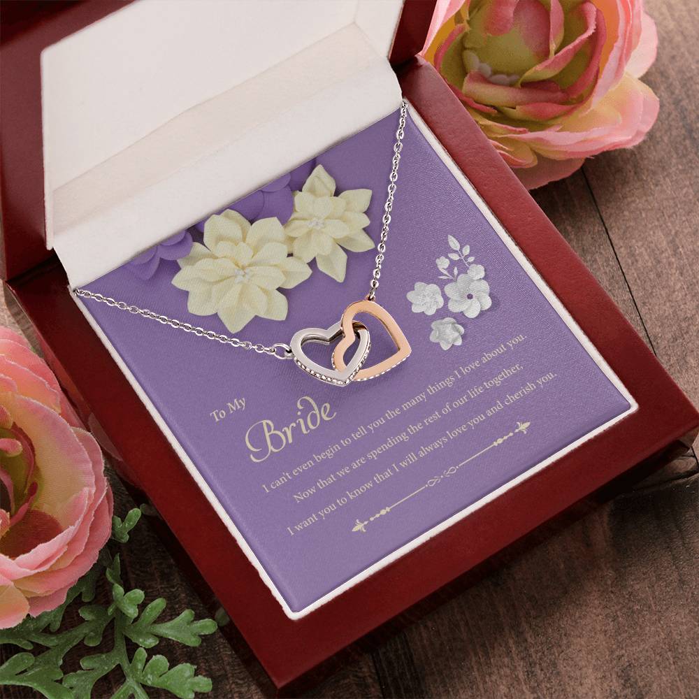 To My Bride - I Can'T Even Begin To Tell You Interlocking Hearts Necklace