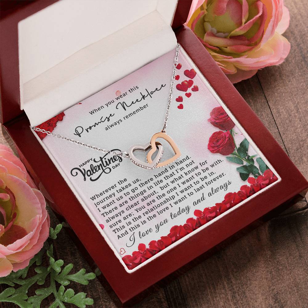 Valentines Day Gift For Girlfriend - Anniversary Gift For Girlfriend - Promise Necklace For Girlfriend From Boyfriend Interlocking Hearts Necklace
